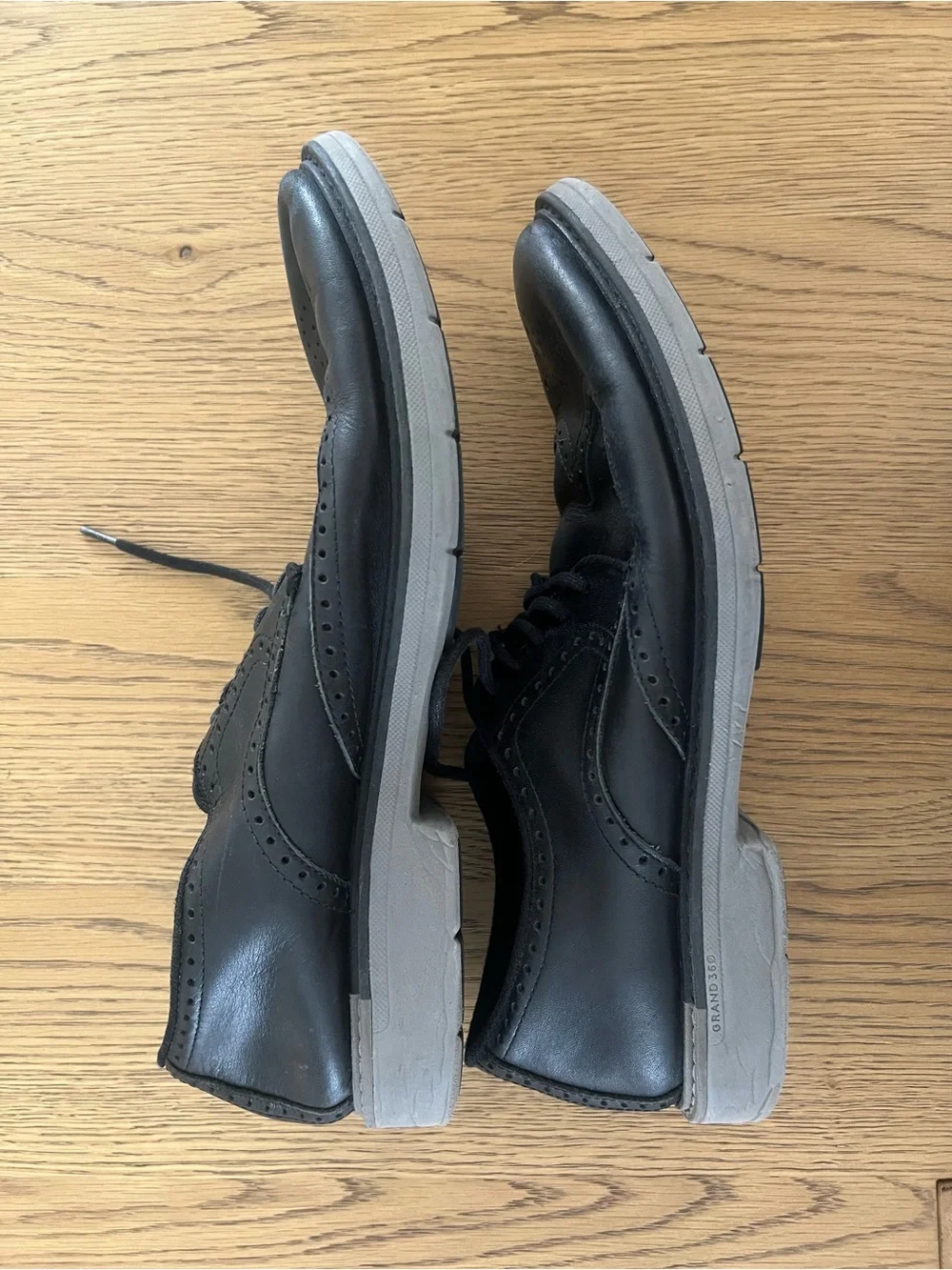 Cole Haan Black Leather Wingtip Oxfords - Men
